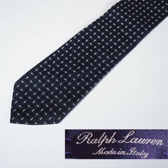 Ralph Lauren Purple Label Tie Made In Italy Dots Black Texture